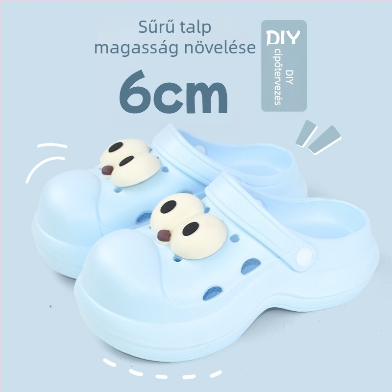 Qi Dashun Crocs-stílusú hab EVA női szandálok, légáteresztő magas sarkú, strand és kert használatra, talp 3,5 cm+