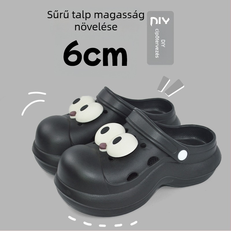 Qi Dashun Crocs-stílusú hab EVA női szandálok, légáteresztő magas sarkú, strand és kert használatra, talp 3,5 cm+
