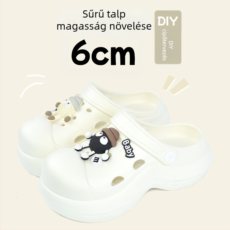 Qi Dashun Crocs-stílusú hab EVA női szandálok, légáteresztő magas sarkú, strand és kert használatra, talp 3,5 cm+