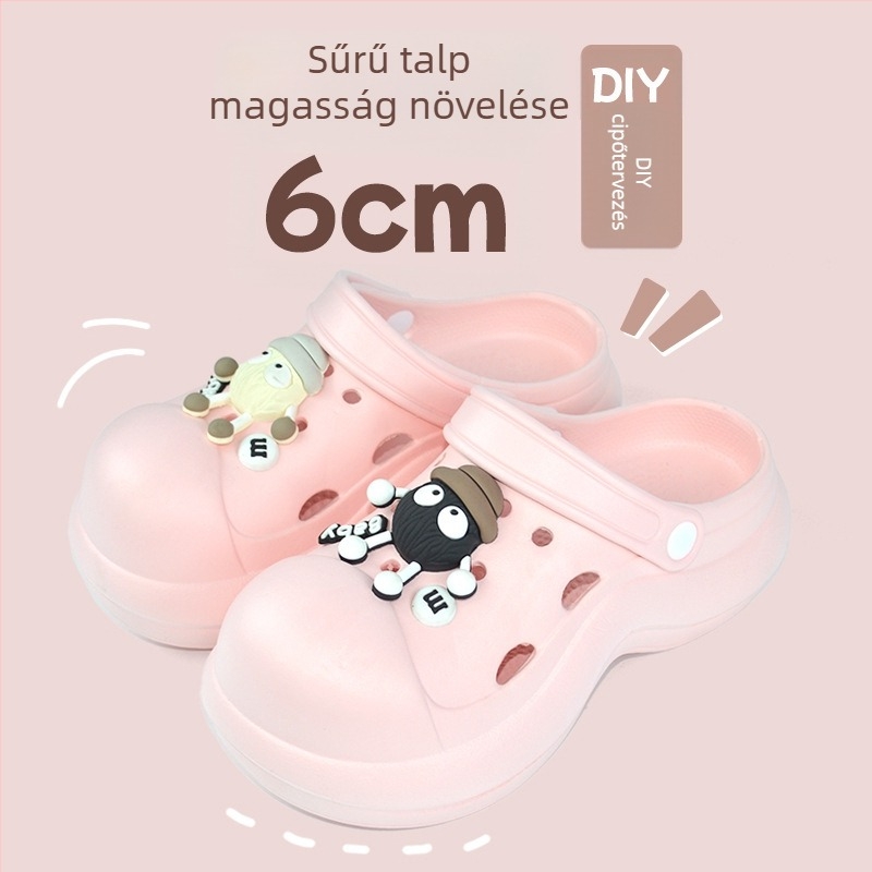 Qi Dashun Crocs-stílusú hab EVA női szandálok, légáteresztő magas sarkú, strand és kert használatra, talp 3,5 cm+