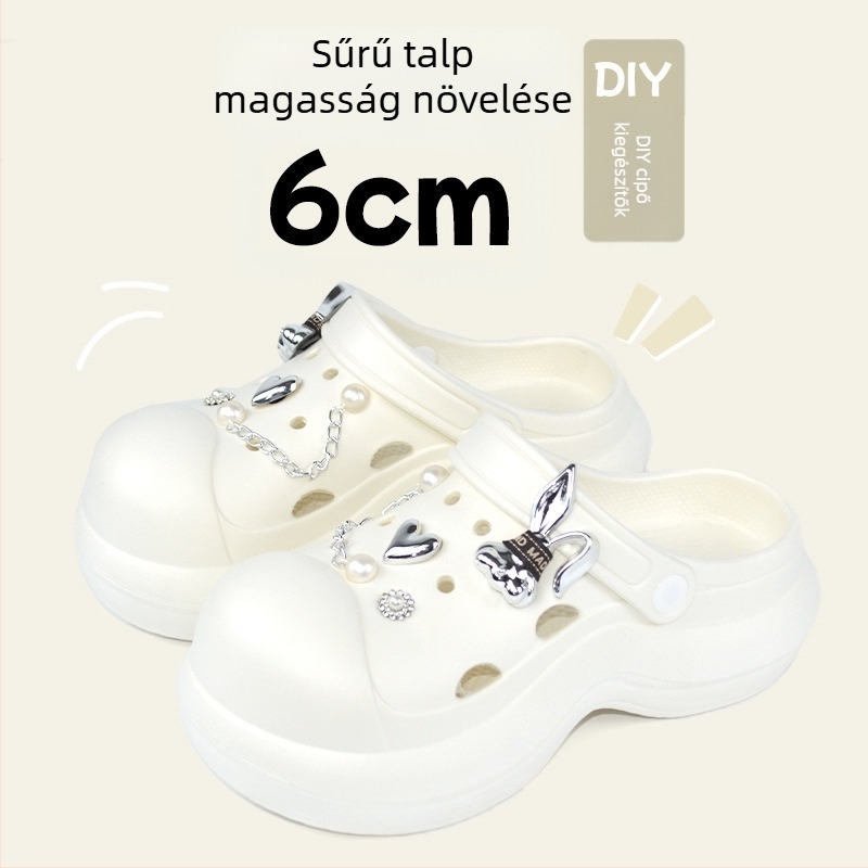 Qi Dashun Crocs-stílusú hab EVA női szandálok, légáteresztő magas sarkú, strand és kert használatra, talp 3,5 cm+