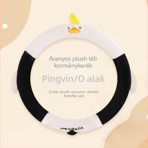 Autó kormánykerék huzat, kreatív plüss, téli meleg, hímzett minta, poliészter felület, univerzális illeszkedés