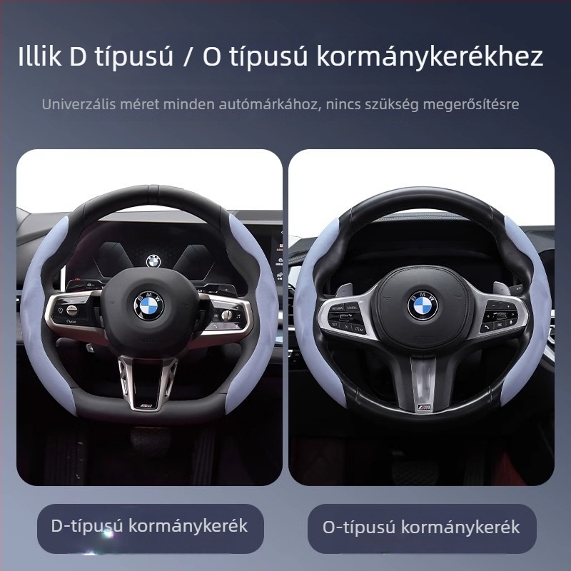 Autó kormánykerék borítás – ultra vékony, csúszásmentes, velúrhatású műbőr, kopásálló, minden évszakra, sportos stílus, univerzális illesztés