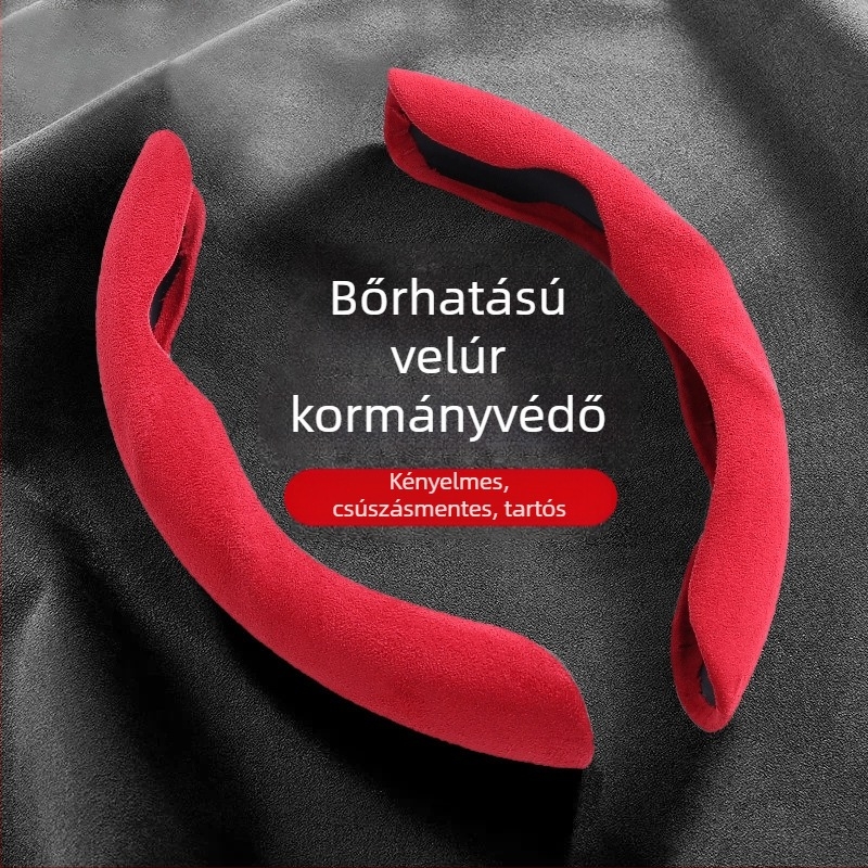 Autó kormánykerék borítás – ultra vékony, csúszásmentes, velúrhatású műbőr, kopásálló, minden évszakra, sportos stílus, univerzális illesztés