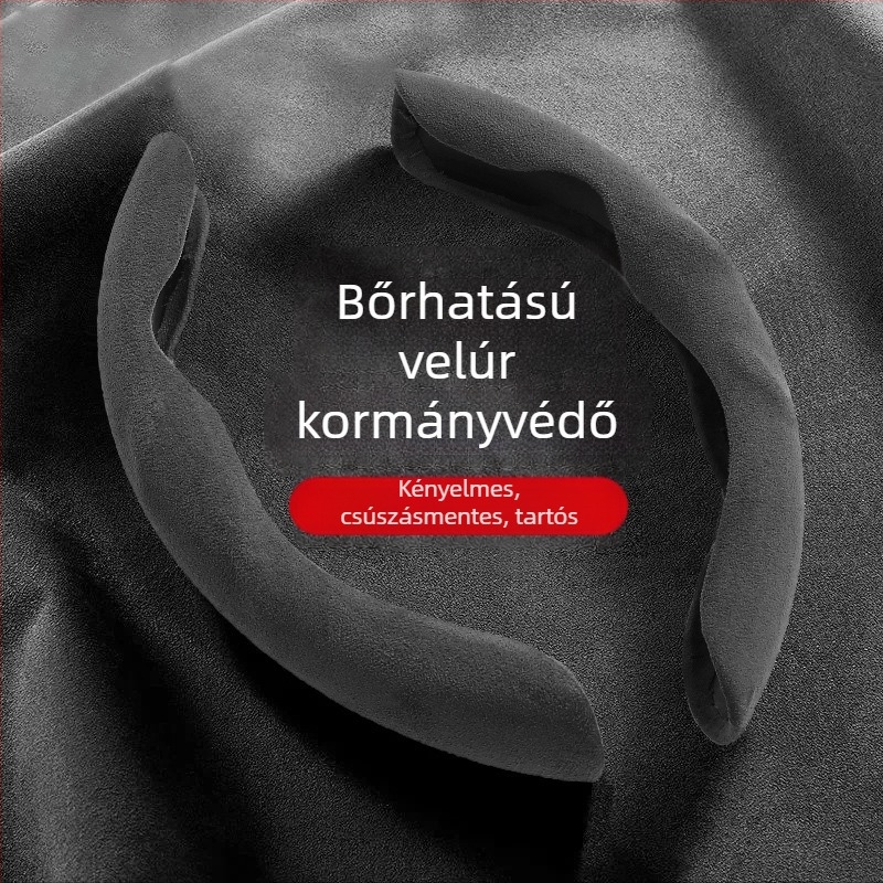 Autó kormánykerék borítás – ultra vékony, csúszásmentes, velúrhatású műbőr, kopásálló, minden évszakra, sportos stílus, univerzális illesztés