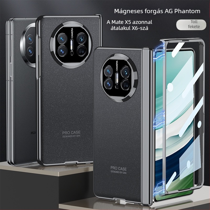 Huawei MateX5 tok egyszínű dizájnnal, kompatibilis MateX3 összecsukható tokhoz, teljes kamera lefedettség, ütésálló X6