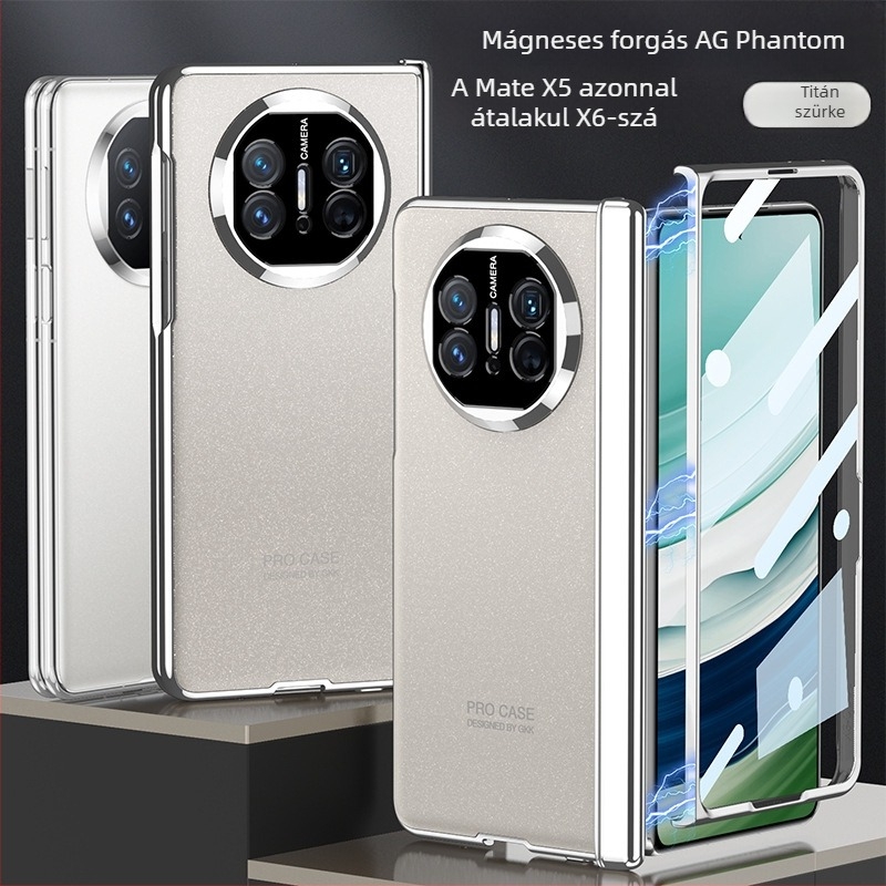 Huawei MateX5 tok egyszínű dizájnnal, kompatibilis MateX3 összecsukható tokhoz, teljes kamera lefedettség, ütésálló X6
