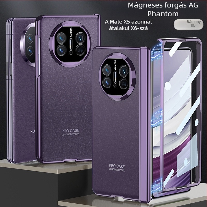 Huawei MateX5 tok egyszínű dizájnnal, kompatibilis MateX3 összecsukható tokhoz, teljes kamera lefedettség, ütésálló X6