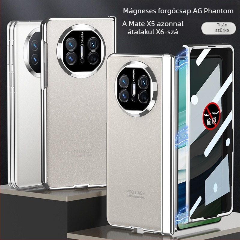 Huawei MateX5 tok egyszínű dizájnnal, kompatibilis MateX3 összecsukható tokhoz, teljes kamera lefedettség, ütésálló X6