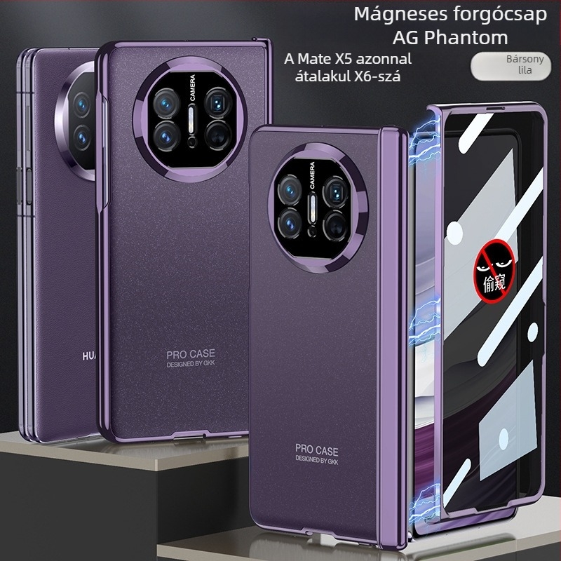 Huawei MateX5 tok egyszínű dizájnnal, kompatibilis MateX3 összecsukható tokhoz, teljes kamera lefedettség, ütésálló X6