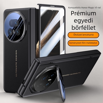 HONOR Magic V5 flip tok műbőrrel, domborított felülettel, Ins stílus, esés elleni védelem
