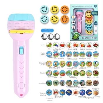 Projektív fény-lámpa játék a korai oktatásért – formák felismerése és a számok tanulása; műanyag kivitel.