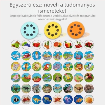 Projektív fény-lámpa játék a korai oktatásért – formák felismerése és a számok tanulása; műanyag kivitel.