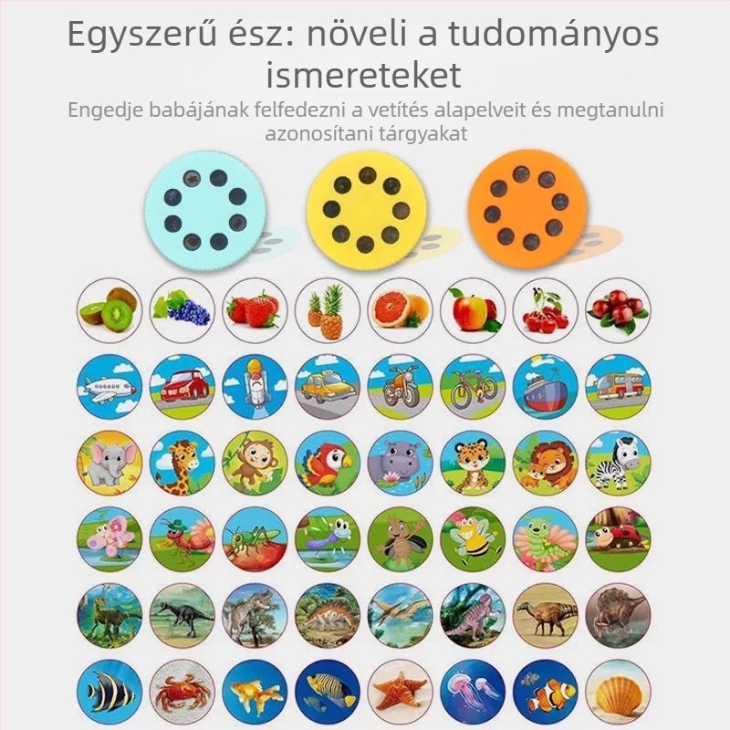 Projektív fény-lámpa játék a korai oktatásért – formák felismerése és a számok tanulása; műanyag kivitel.