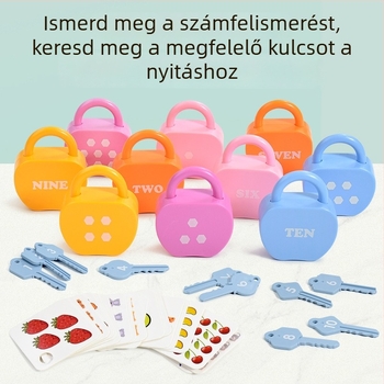 Kongming zár – Oktató fejlesztő játék számok és betűk, műanyag, 13×3.5×21 cm, OEM logó, 0–3 év