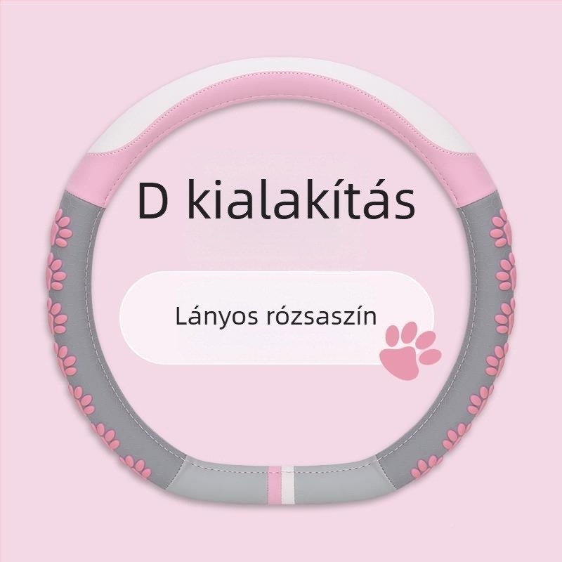 Kormánykerék borító D-forma, műbőr, aranyos stílus, négy évszakos univerzális illesztés, Jin Ming márka