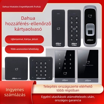 Beléptető kártyaolvasó ujjlenyomat és jelszó támogatással – vízálló IC kártyaolvasó, érzékelési távolság 0,5 m, olvasási idő 0,001 s, memóriakapacitás 30 000, frekvencia 13,65 MHz
