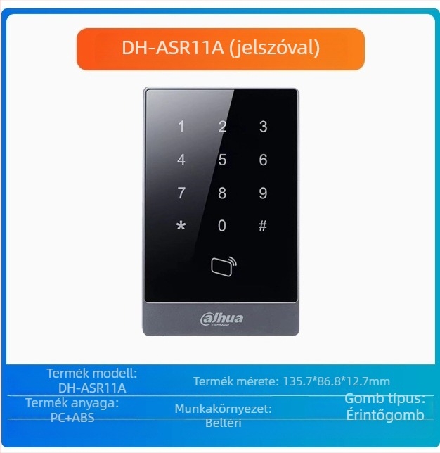 Beléptető kártyaolvasó ujjlenyomat és jelszó támogatással – vízálló IC kártyaolvasó, érzékelési távolság 0,5 m, olvasási idő 0,001 s, memóriakapacitás 30 000, frekvencia 13,65 MHz