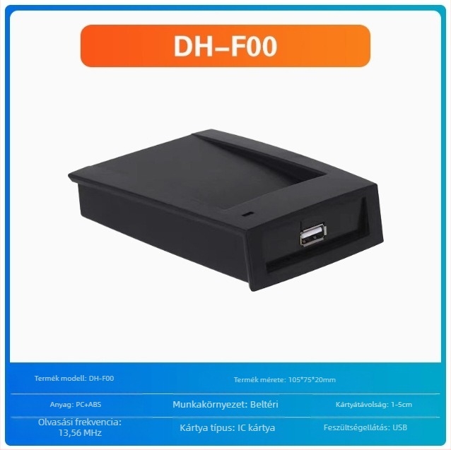 Beléptető kártyaolvasó ujjlenyomat és jelszó támogatással – vízálló IC kártyaolvasó, érzékelési távolság 0,5 m, olvasási idő 0,001 s, memóriakapacitás 30 000, frekvencia 13,65 MHz