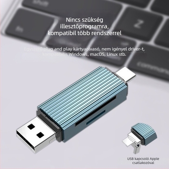 Többfunkciós 5 az 1-ben dokkolóállomás SD/TF kártyaolvasóval, USB-C OTG adapter, USB 2.0, logó testreszabás, 1 éves garancia