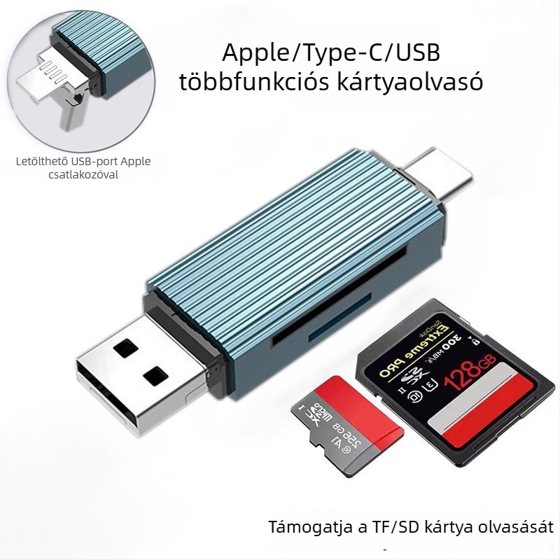 Többfunkciós 5 az 1-ben dokkolóállomás SD/TF kártyaolvasóval, USB-C OTG adapter, USB 2.0, logó testreszabás, 1 éves garancia