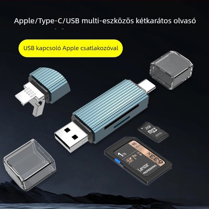 Többfunkciós 5 az 1-ben dokkolóállomás SD/TF kártyaolvasóval, USB-C OTG adapter, USB 2.0, logó testreszabás, 1 éves garancia