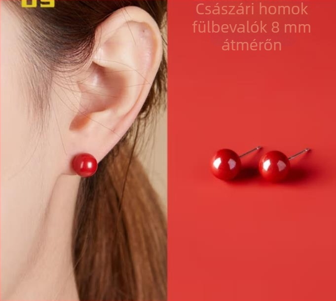 Cinnabarral készült S925 ezüst fülbevaló, kézzel készített, uniszex