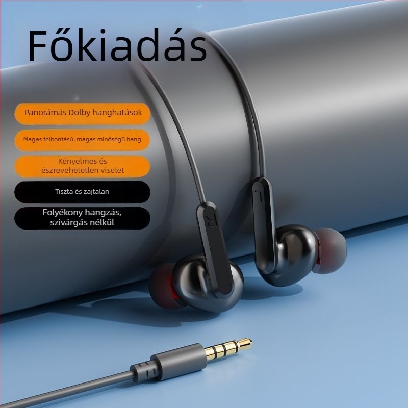 Fülhallgató, vezetékes, fülhorgos kivitel, USB-C csatlakozóval, 2 m-es kábel, zajcsökkentés, karaoke, sport, játék és hívások