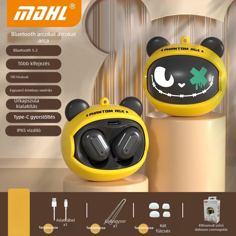Face-Changing Bluetooth fülhallgatók, In-Ear, Bluetooth 5.3, 20 m hatótáv, zajcsökkentés, hosszú üzemidő (>8 h), alacsony késleltetés játékhoz