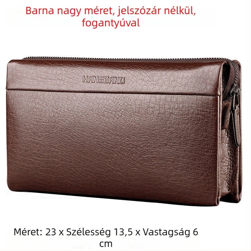 Fangzhi Férfi klutch táska Kraft papírból, betűs mintával, marhabőr bélés, üzleti utakhoz