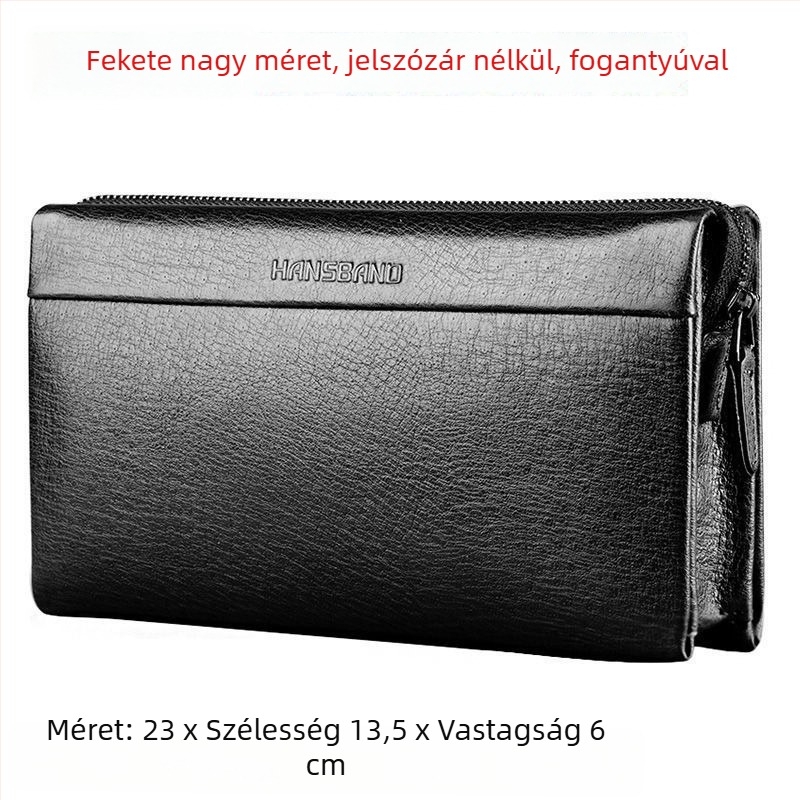 Fangzhi Férfi klutch táska Kraft papírból, betűs mintával, marhabőr bélés, üzleti utakhoz