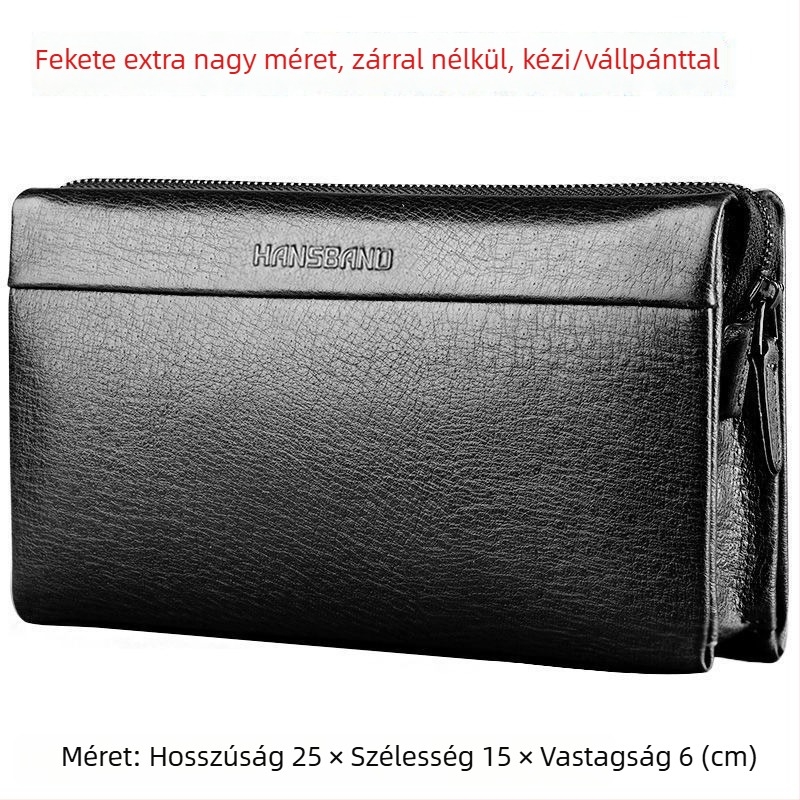 Fangzhi Férfi klutch táska Kraft papírból, betűs mintával, marhabőr bélés, üzleti utakhoz