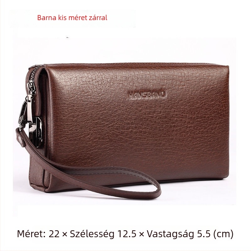 Fangzhi Férfi klutch táska Kraft papírból, betűs mintával, marhabőr bélés, üzleti utakhoz
