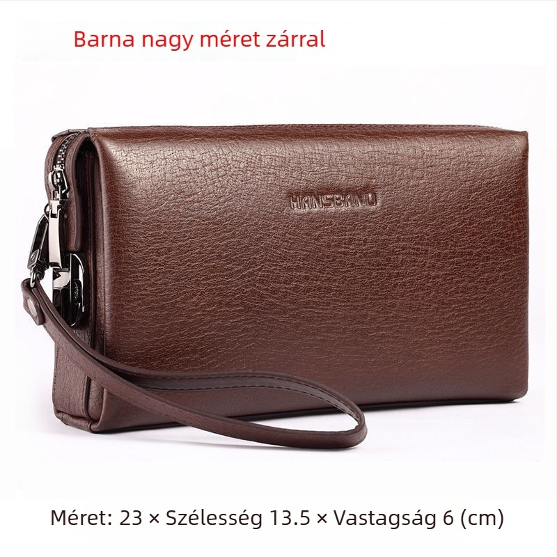Fangzhi Férfi klutch táska Kraft papírból, betűs mintával, marhabőr bélés, üzleti utakhoz