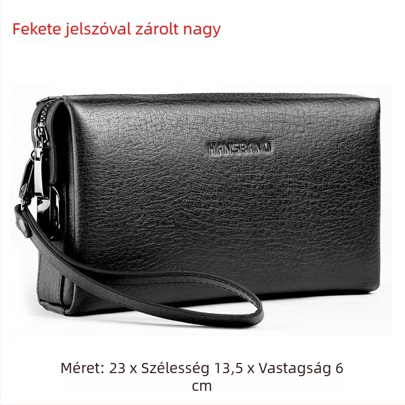 Fangzhi Férfi klutch táska Kraft papírból, betűs mintával, marhabőr bélés, üzleti utakhoz