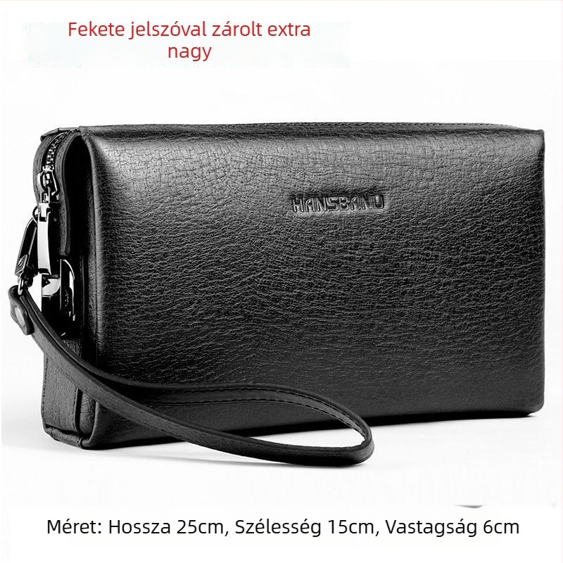 Fangzhi Férfi klutch táska Kraft papírból, betűs mintával, marhabőr bélés, üzleti utakhoz