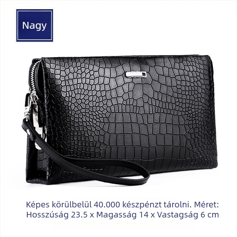 Fangzhi Férfi klutch táska Kraft papírból, betűs mintával, marhabőr bélés, üzleti utakhoz