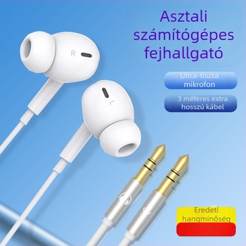 Vezetékes PC fülhallgató, in-ear, mikrofon, 3 m kábel, 3,5 mm csatlakozó