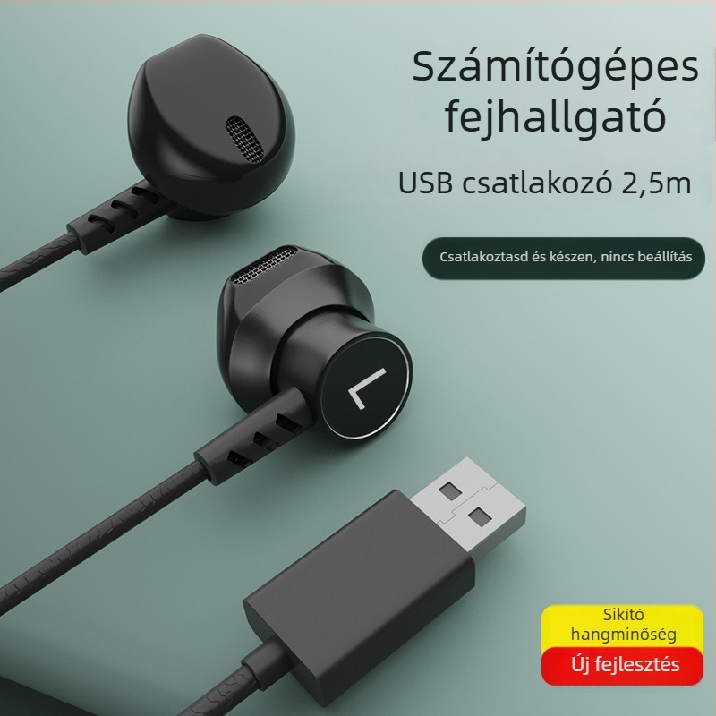 Vezetékes PC fülhallgató, in-ear, mikrofon, 3 m kábel, 3,5 mm csatlakozó