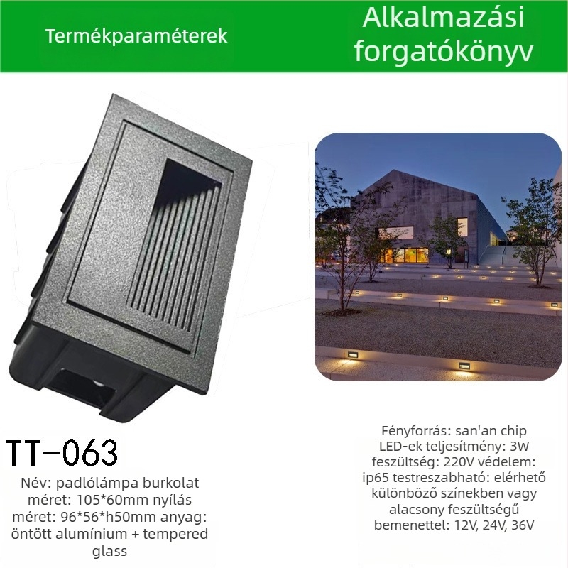 LED sarkalámpa szenzoros kültéri lépcsőfény, beépített lépcsőfény ház – TT-061, Tiantai Lighting, Anyag: öntött alumínium, Vastagság: 2 mm