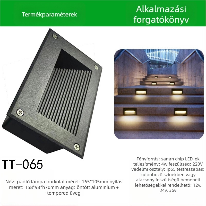 LED sarkalámpa szenzoros kültéri lépcsőfény, beépített lépcsőfény ház – TT-061, Tiantai Lighting, Anyag: öntött alumínium, Vastagság: 2 mm