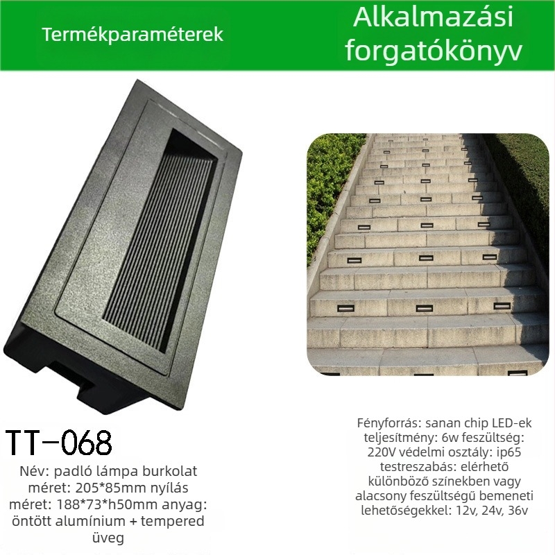 LED sarkalámpa szenzoros kültéri lépcsőfény, beépített lépcsőfény ház – TT-061, Tiantai Lighting, Anyag: öntött alumínium, Vastagság: 2 mm