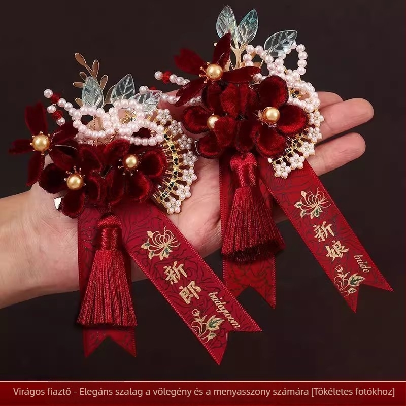 Luan di esküvői corsage, textile anyagból, fleece-béléssel, szülőknek és a koszorúslányok csoportjának, kínai stílus