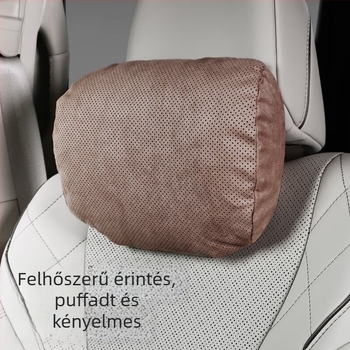 Fuhe autóban használható nyak- és fejvédő párna suede külsővel, biológiai fleece töltettel – univerzális az autókhoz