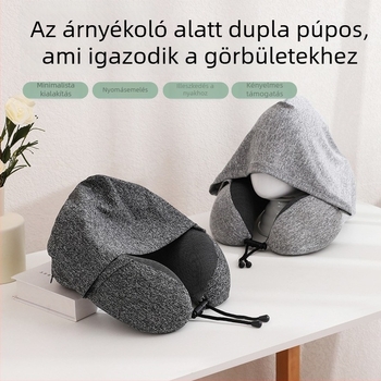 U alakú utazó párna kapucnival, memóriahab töltettel, összecsukható repülőutakhoz