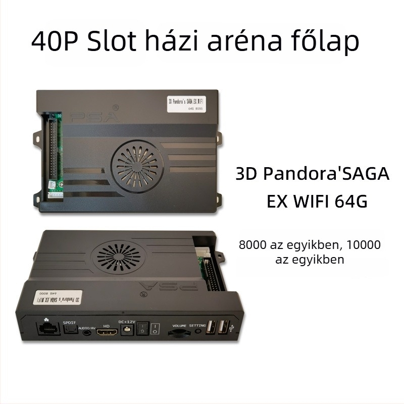 3D Pandora EX arcade alaplap – Android alapú, 128 GB memória, HDMI/VGA/USB interfész, Paperback játékverzió, nosztalgikus szél stílus