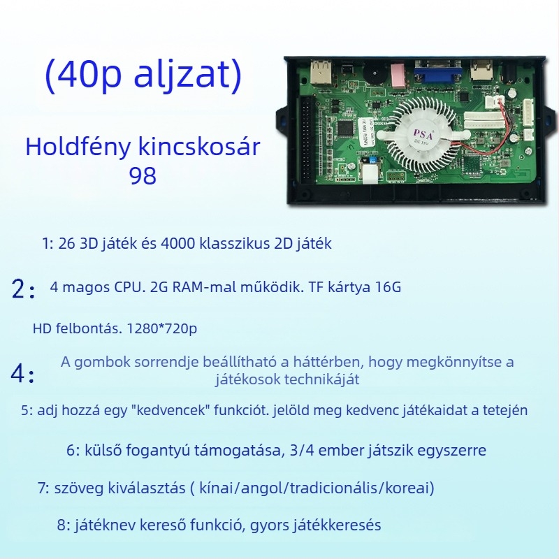 3D Pandora EX arcade alaplap – Android alapú, 128 GB memória, HDMI/VGA/USB interfész, Paperback játékverzió, nosztalgikus szél stílus