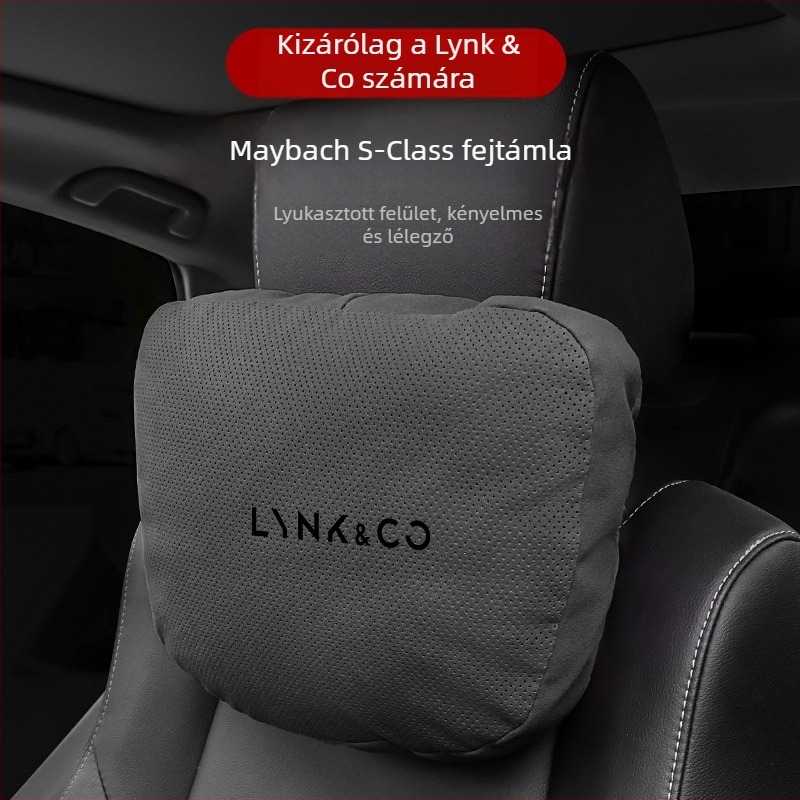Lynk autófej-nyakpárna memóriahab töltéssel, suede külsővel, Lynk logóval, négy évszakos, testreszabható
