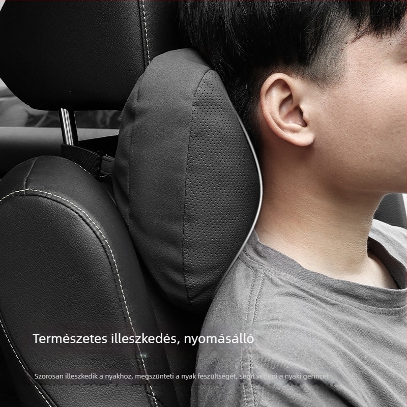 Lynk autófej-nyakpárna memóriahab töltéssel, suede külsővel, Lynk logóval, négy évszakos, testreszabható