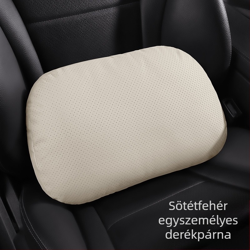 Autófejtámasz és deréktámasz nyakpárnával (Nappa bőr, selyemszál töltet, univerzális illeszkedés, minden évszakban, üzleti stílus)